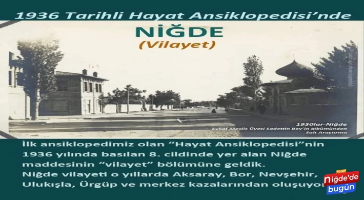 Hayat Ansiklopedisi’nde Niğde