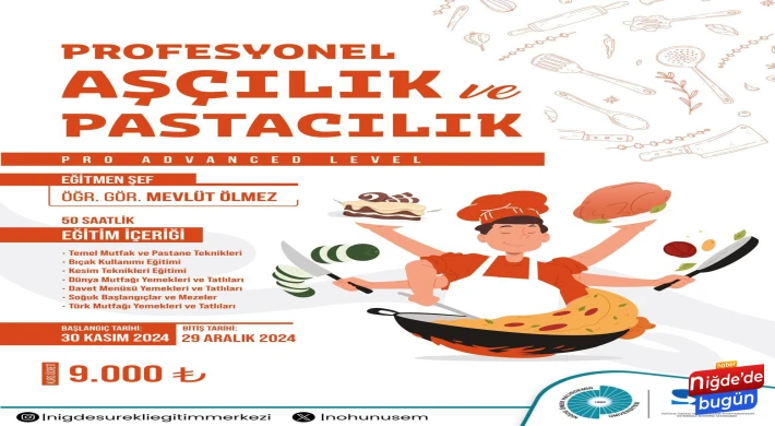 “Profesyonel” Aşçılık Ve Pastacılık Kursu Açılıyor