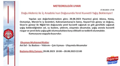 Meteoroloji'den Uyarı