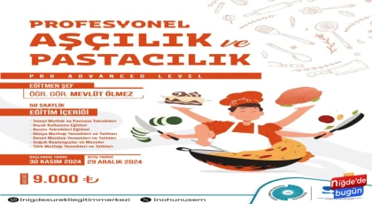 “Profesyonel” Aşçılık Ve Pastacılık Kursu Açılıyor